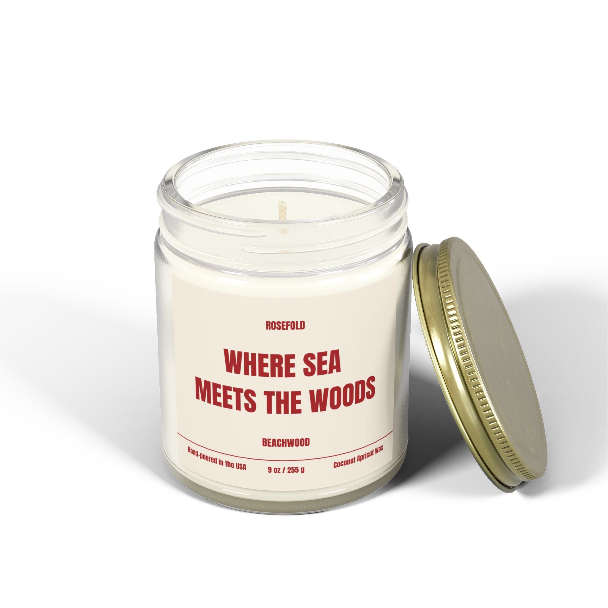 ROSEFOLD Beachwood Scented Candle 9oz (Coconut Apricot Wax)