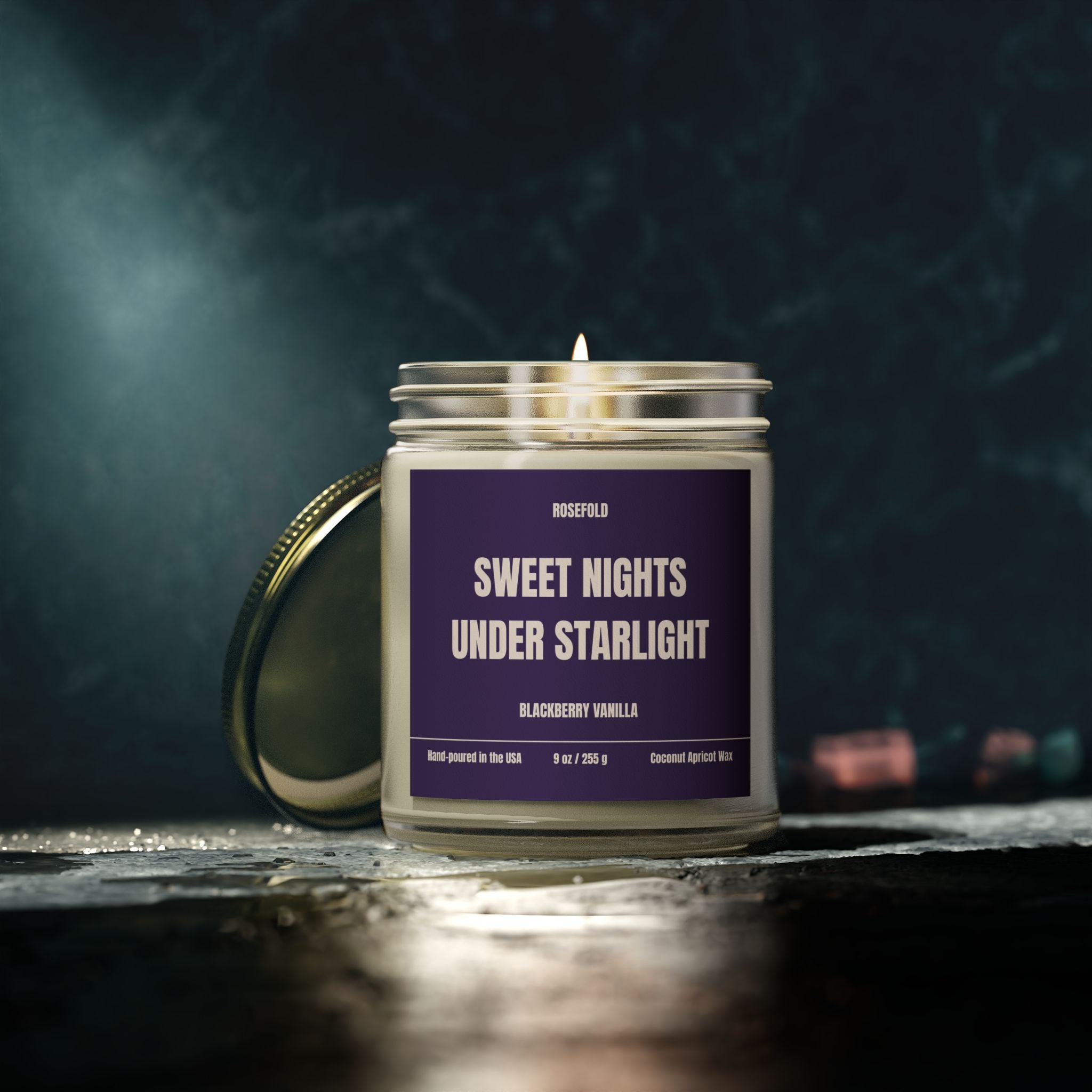 ROSEFOLD Blackberry Vanilla Scented Candle 9oz (Coconut Apricot Wax)