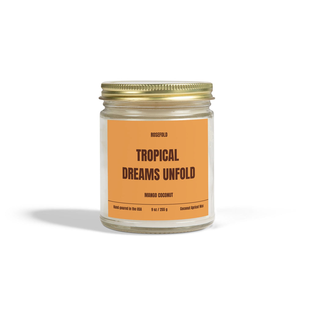 ROSEFOLD Mango Coconut Scented Candle 9oz (Coconut Apricot Wax)
