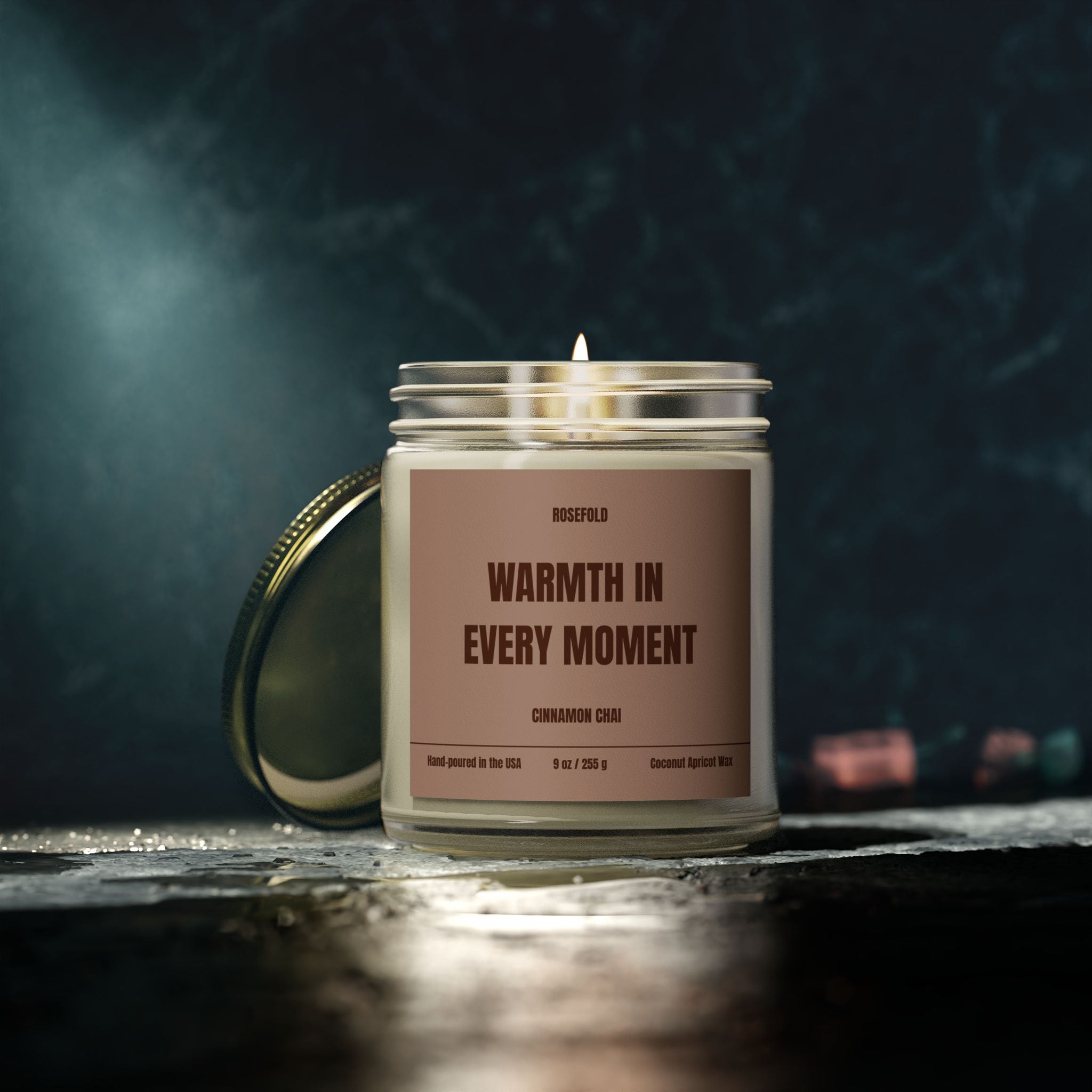 ROSEFOLD Cinnamon Chai Scented Candle 9oz (Coconut Apricot Wax)