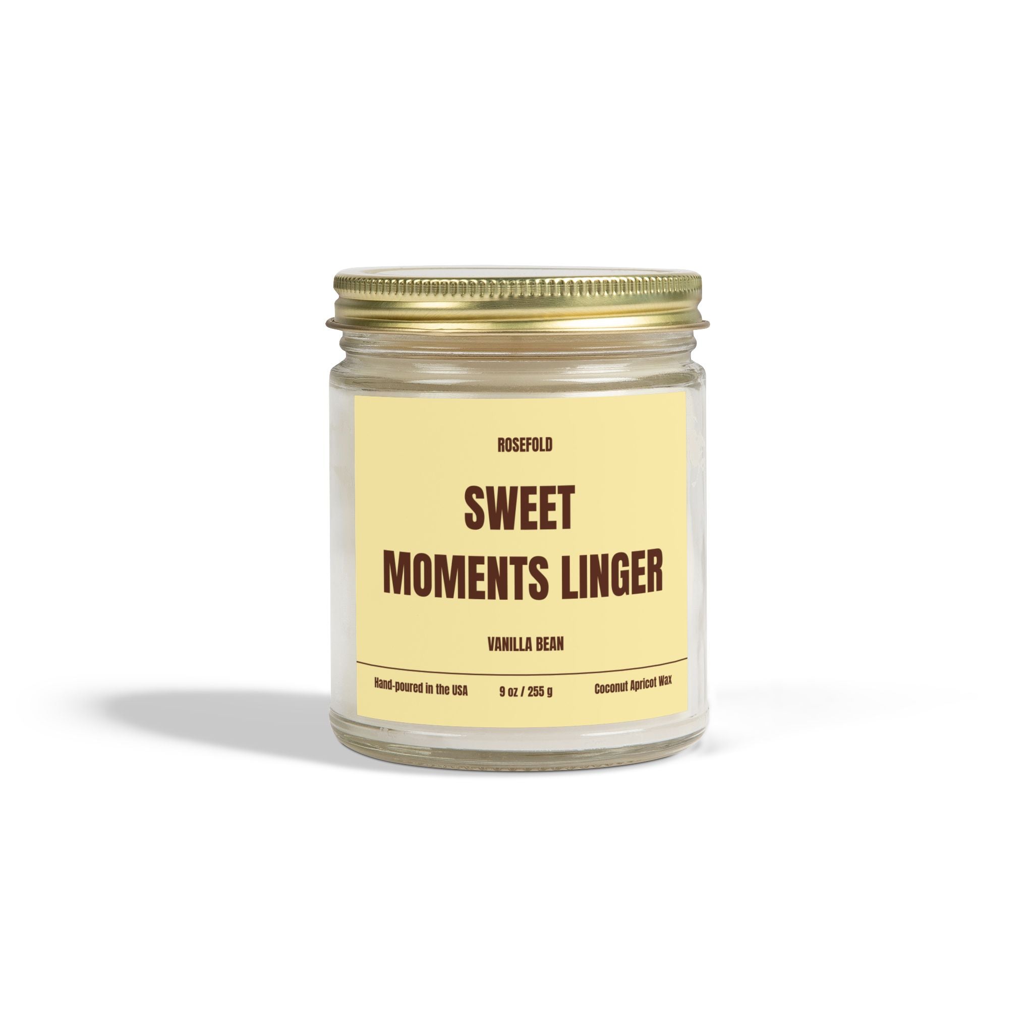 ROSEFOLD Vanilla Bean Scented Candle 9oz (Coconut Apricot Wax)