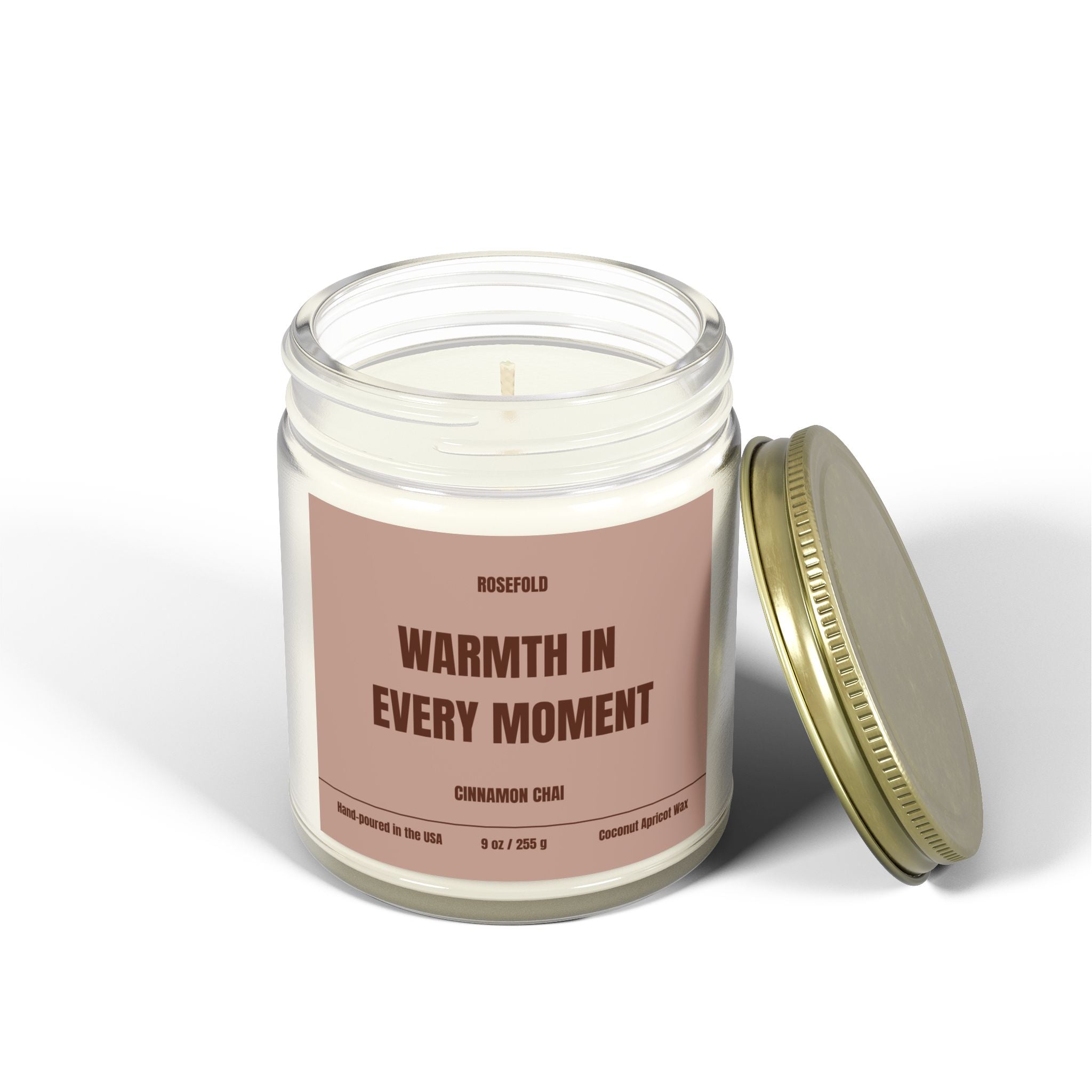 ROSEFOLD Cinnamon Chai Scented Candle 9oz (Coconut Apricot Wax)