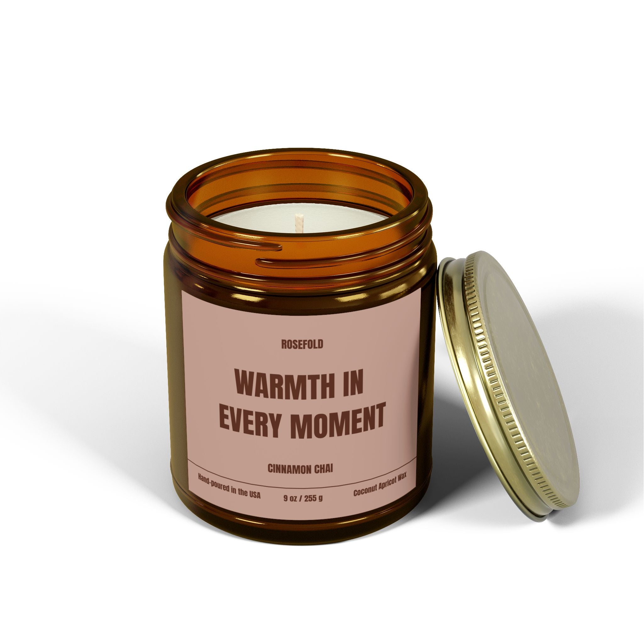 ROSEFOLD Cinnamon Chai Scented Candle 9oz (Coconut Apricot Wax)