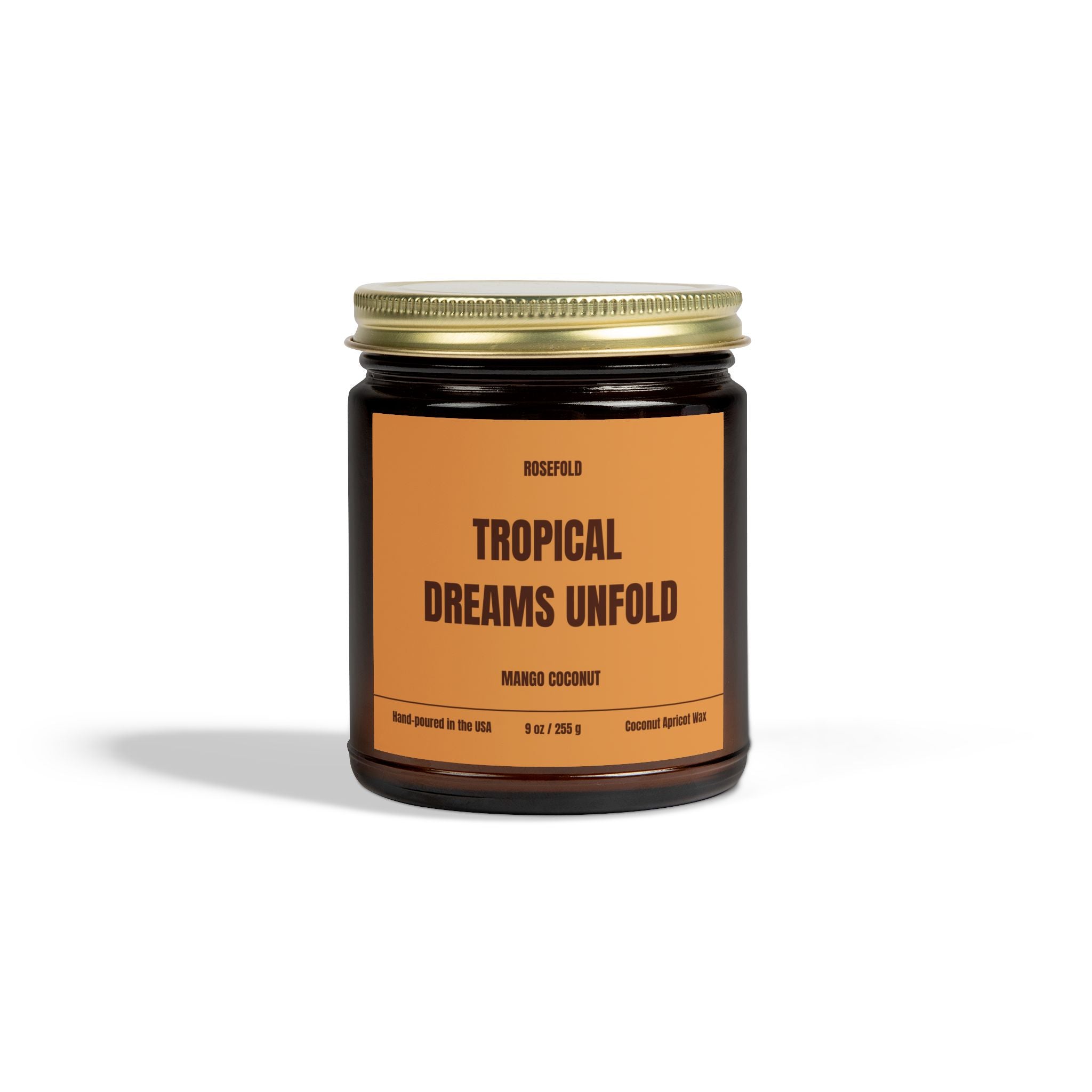 ROSEFOLD Mango Coconut Scented Candle 9oz (Coconut Apricot Wax)